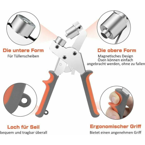 Öglettplier Professionell Ögletslagningssats 100 st (10 mm innerdiameter) Metallögla Fästningstång för PVC Läder Gardin Tyg Presenning