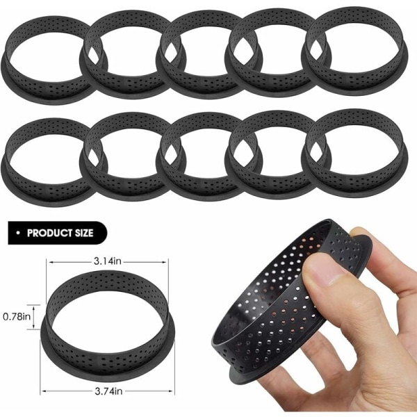 10 stk runde tertekakeformer Mousse perforert kutter Rund form Mousse sirkelring Tertering-