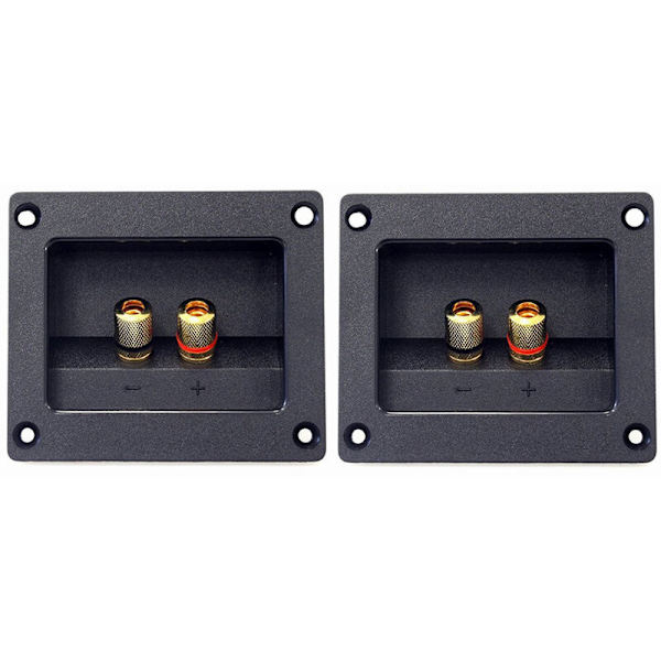 2 stk DIY Bilstereo 2-veis høyttalerboks Terminal Rund Kvadrat Koppkontakt Bindingspost Bananplugger og Subwoofer-kontakter 93X80Mm Svart
