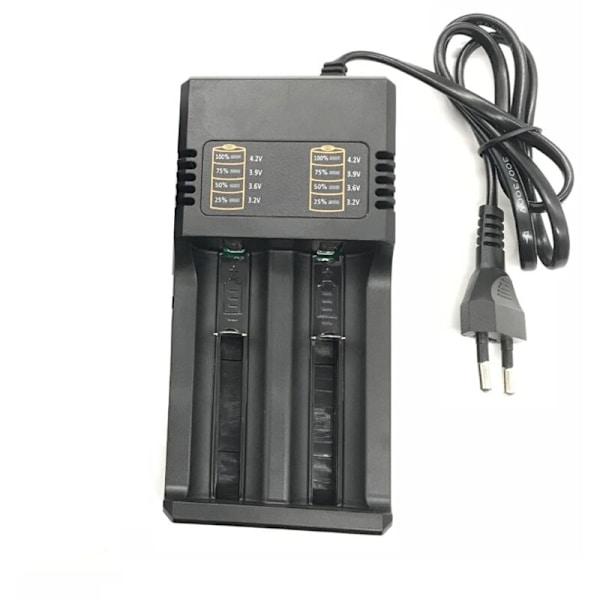 Laddare för 2 st 3,7V 18650 16340 14500 Li-Ion Batterier, Uppladdningsbar Batteriladdare Li-Ion 18650 Batteriladdare EU-kontakt
