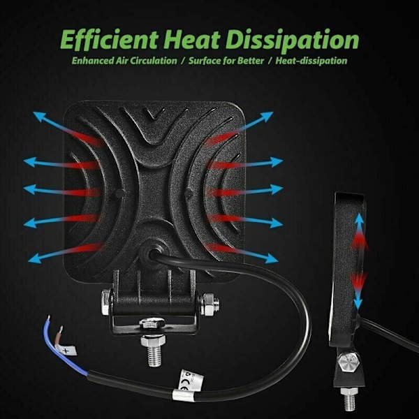 Kvadratisk LED arbeidslys 12-24V 48W 6500K IP67 LED arbeidslampe Rampe frontlys Lang rekkevidde Spot arbeidslys for lastebil traktor terrengbil Offroad SUV tåkelys