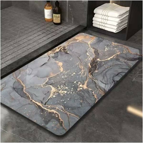Skridsikker bademåtte, absorberende gulvmåtte 60 x 90 cm blød og behagelig brusebadsmåtte, diatomit bademåtte til badekar, køkken, stue og badeværelse