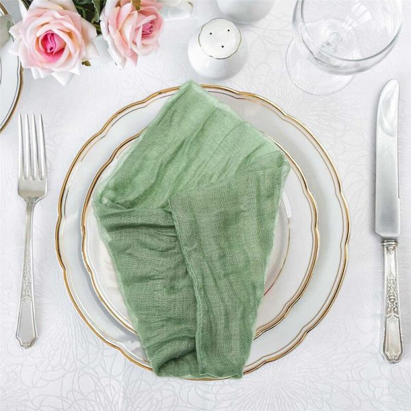 Gazebindservietter af Muslin, Krøllede Servietter, Middagsservietter, Dekorative Stofservietter (Grøn, 12 Pakker)