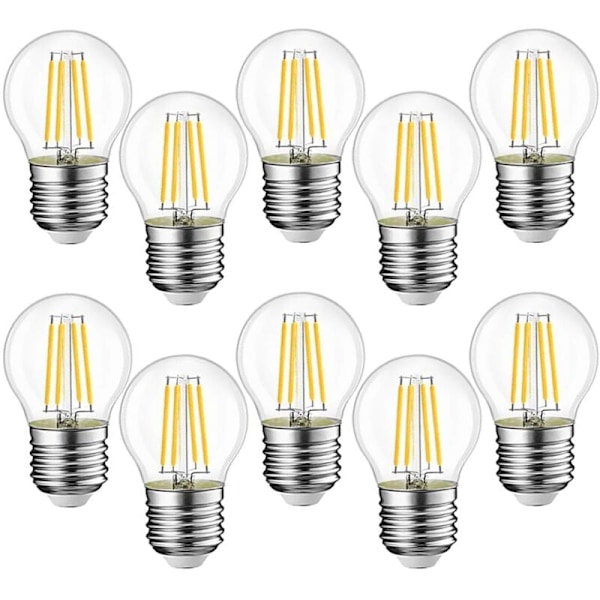 10 st E27 G45 LED-lampor 4W motsvarande 40W, E27 Retro LED-lampor, Varm Klar 3000K, Glas, 10 st