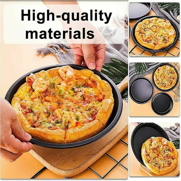 2 stk. pizzatallerken, non-stick belægning, rund pizzatallerken, non-stick kulstofstål pizzabakke ovn grillkomfur, til restauranter og hjemmelavet pizzakok