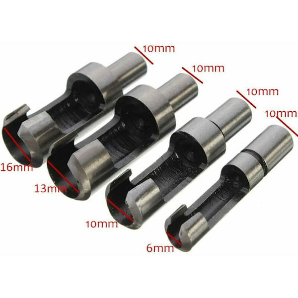8 stk. Træprop-Skærer Træskære-Værktøj Prop-Bits Træprop-Skærer Bor-Bits 6mm/10mm/13mm/16mm, med Koniske Bor-Bits og Klo-Bor-Bits