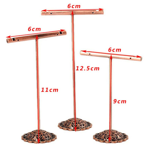 2 st Bärbara Örhängesställ Metall Stud Halsband Organizer Ornament T-formad Hängare Showcase Hållare Brons