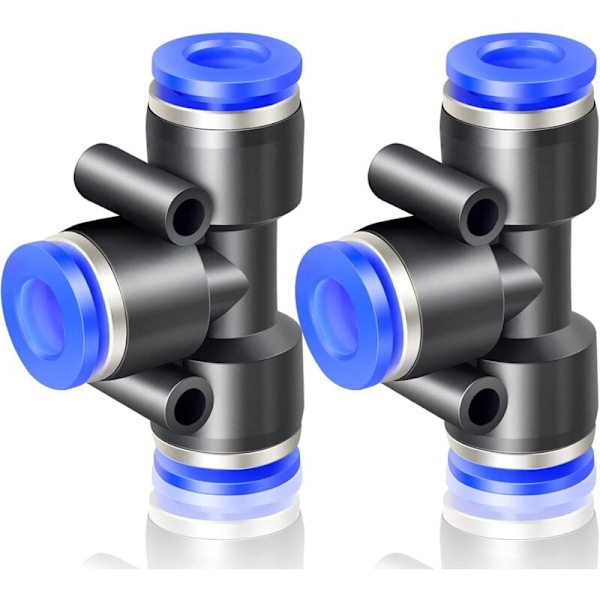 2 kpl Sininen 4 mm OD 3-tie Tee Push To Connect Liittimet (PE-4)