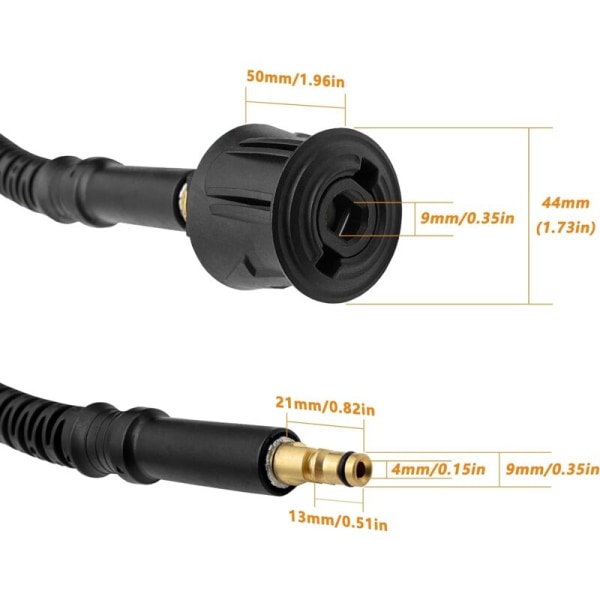 15M høytrykkslangeforlengelse, hurtigkoblinger, forsterket høytrykkslangeforlengelse hurtigkobling kompatibel med Karcher K2 K3 K4 K