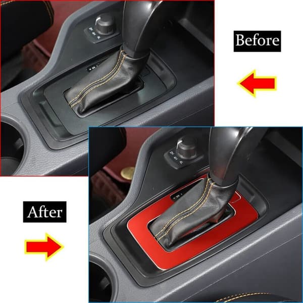 For Ranger 2015-2018 Aluminiumlegering Bil Midtkonsoll Girskiftpanel Deksel Trim Ramme Klistremerke Tilbehør, Rød