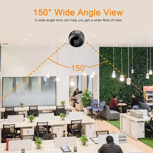 Mini Langaton Vakoilukamera HD 1080P Vakoilu WiFi Valvontakamera Yökuvan ja Ilmaisimen kanssa, Vauvan Turvallisuusvideo Piilotettu Sisä- / Ulkotiloihin Musta-A9