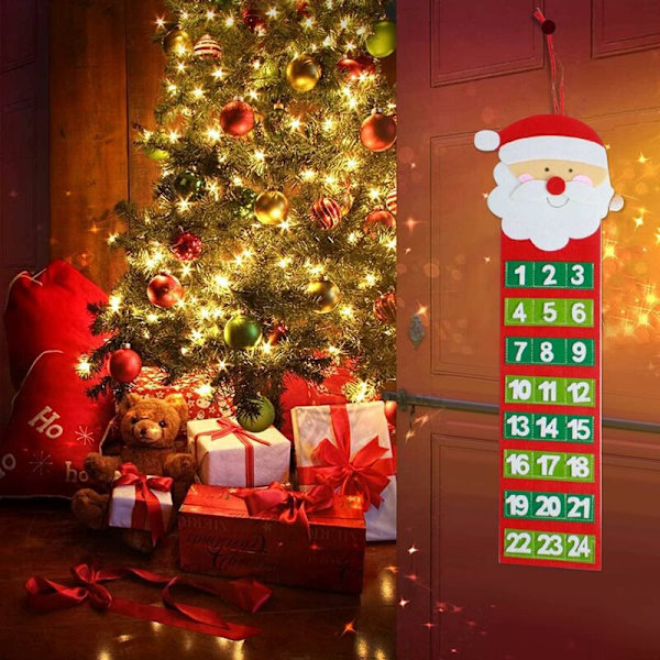 20x65cm Julekalender Nedtælling Julemand Snemænd Advent Kalender Stof Nytår Dør Væg Dekorationer Julegaver Nedtælling Kalender fo