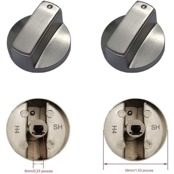 4 stk Universelle Gasskomfyr-Knapper Metall Gasskomfyr-Knapp 6mm