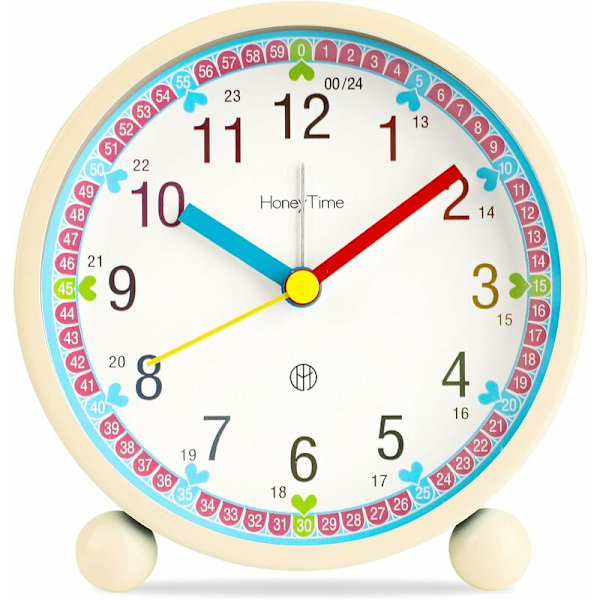 Barnalarmklocka för pojkar och flickor, tyst icke-tickande väckarklocka, original analog lysande väckarklocka med snoozefunktion HIASDFLS