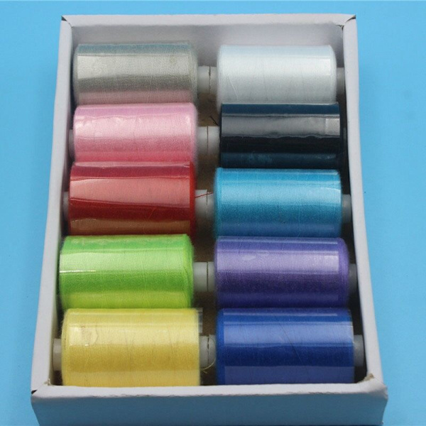 10 x 1000 Yards Blandad Polyester Sytråd - 120S (Mörka Färger)