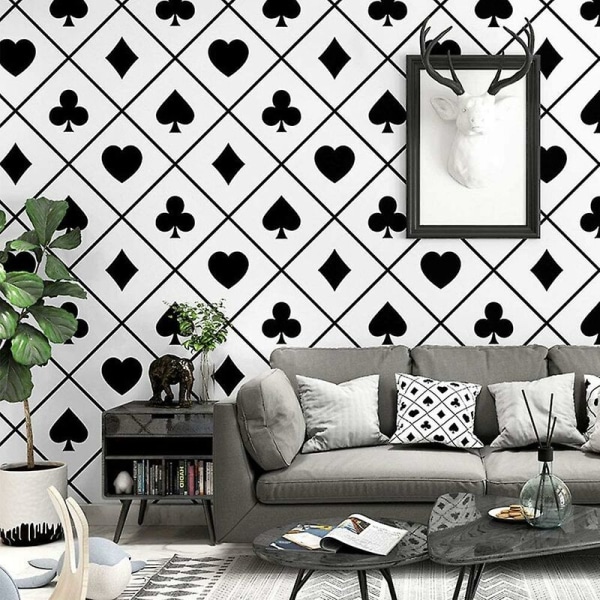 Nordic TV background wallpaper black and white plaid geometric bedroom living room modern minimalist home wallpaper-Sunny