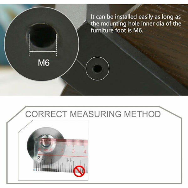 16 stk justerbare møbelføtter nivelleringsfot base ben bordben stol justerbar gulvbeskyttelse M6 x 10 x 20mm--