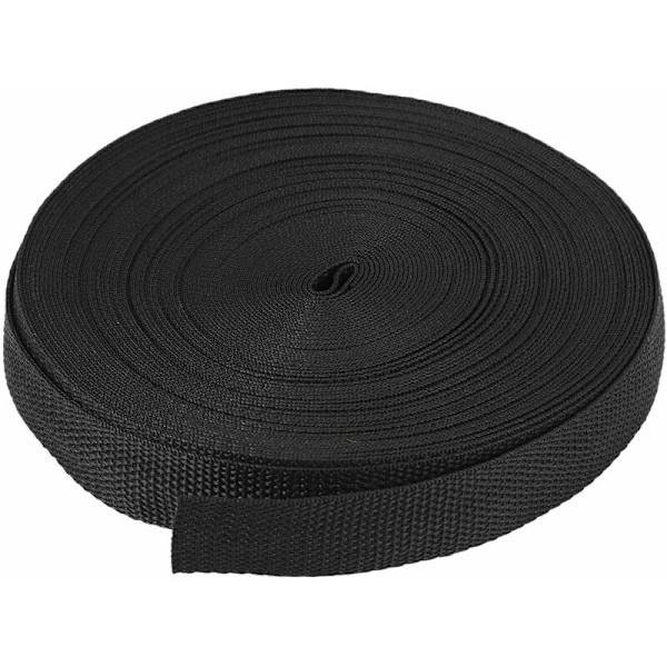 25 mm x 20 m rulle nylonband för väska bälte gör-det-själv-hantverk - svart