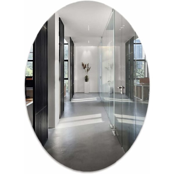 Moderne og enkel ovalt baderomsspeil, selvklebende baderomsspeil, veggmontert sminke speil, nydelig elegant stil dekorativt speil (4060cm)