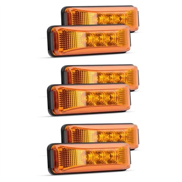 6Pcs 3.9 Inch 3 LEDs Truck Trailer Rear LED Side Marker Indicator Lamp Stone for Boat-