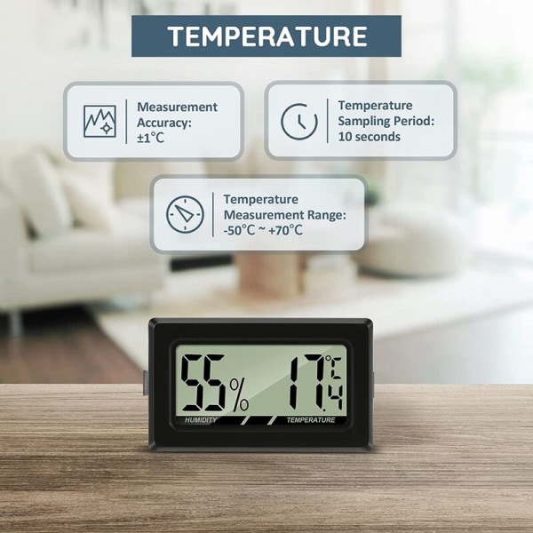 Termometer Hygrometer Mini LCD Digital Indendørs - Hygrometer Fugtighedsmåler til Kontor Soveværelse Stue