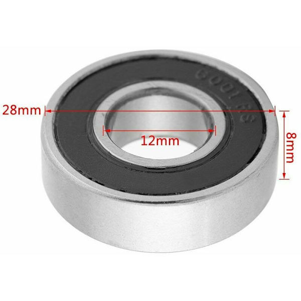 Pakke med 10 Multifunktionelle Kuglelejer med Gummiforsegling, Dyb Rille 6001-2RS (12 x 28 x 8 mm)