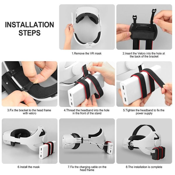 VR Extern Batteri Fästfäste Justerbar Huvudrem Batterihållare Batterihållare VR Tillbehör