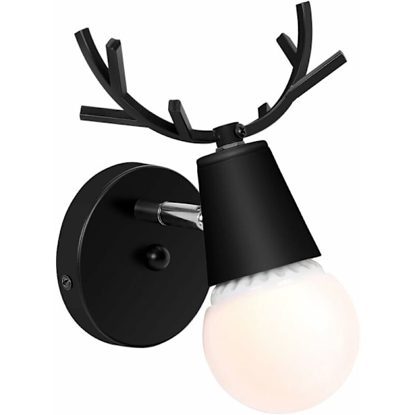 Kreativ Vägglampa Modern Vägglampa Enkel Ljusstake Järn E27 Sockel Hjort Huvud Nordisk Stil Art Deco för Sovrum, Vardagsrum, Barnrum, Restaurang
