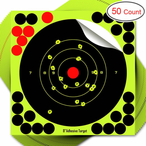 50x Shooting Targets Fluorescent Yellow Reactive Splash Adhesive Paper Target 203x203mm