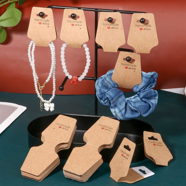 200 styks armbånd displaykort Robust halskæde holder kort Selvklæbende smykker emballage Salgskort til små virksomheder Nøgleringe øreringe Hårbånd og