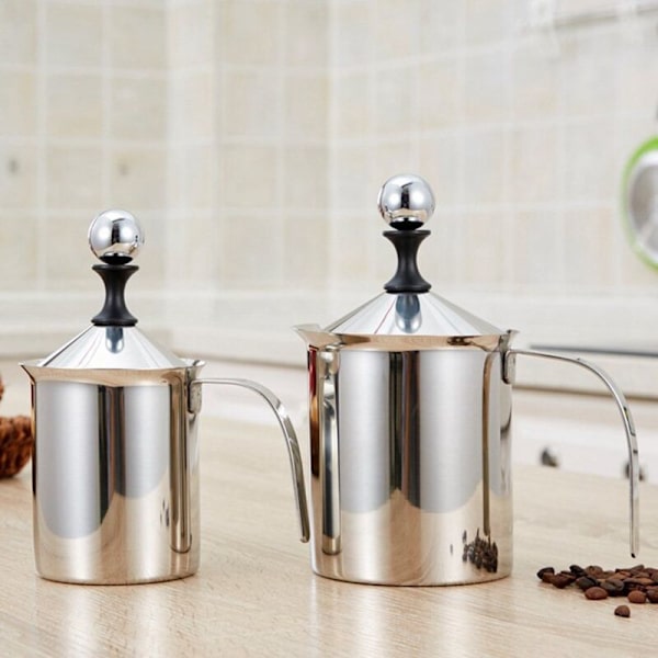 Melkeskummer 400ml Rustfritt Stål Skumkanne Passer Automatisk Kaffemaskin eller Komfyrtopp for Koking