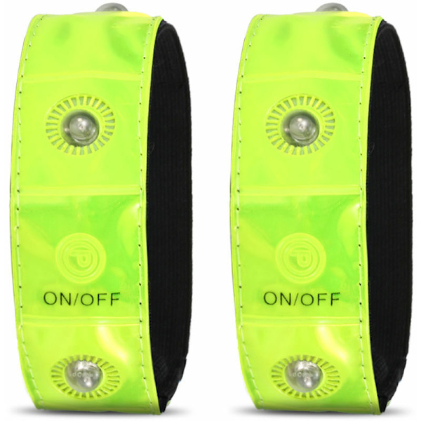 Led Outdoor Sports Sikkerhedsreflekterende Armbånd, Gul, 2 stk.