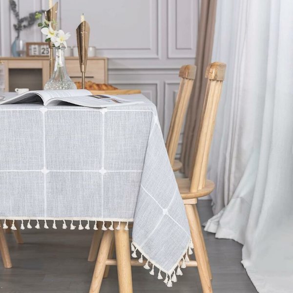 Pöytäliina Pellava Puuvilla Suorakulmainen Pöytäliina Peite Suorakulmainen Pöytäliina Pellava 140x220 Tupsu Pöytäliina Laatat Tytöt Koti Keittiö Pöytä Koristelu