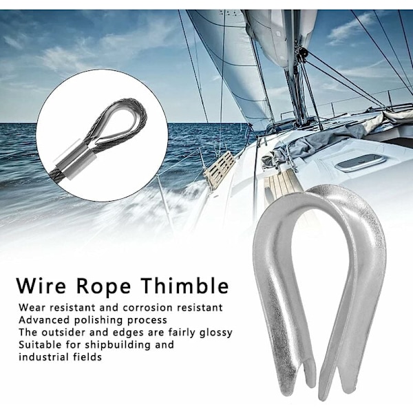 50 stk. Wire Rope Thimble Wire Rope Clips Rustfritt Stål Kabel Rigging Verktøy for Skipsbygging(M3(3mm))