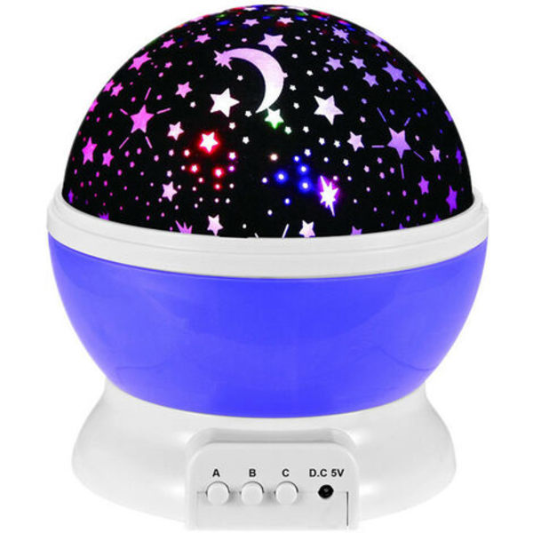 Useita värejä 360 astetta pyörivä tähtiprojektori yövalot lapsille - violetti