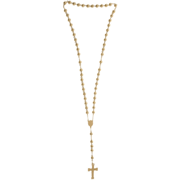 Stainless Steel Pendant Necklace Virgin Mary Jesus Christ Crucifix Cross Bead Rosary Vintage Retro 70Cm Men's Chain, Women's Chain