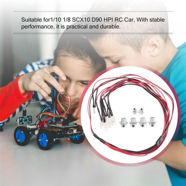 6 LED-lyssæt 2 hvide 2 røde 2 blå til RC-bil 1/10 1/8 SCX10 D90