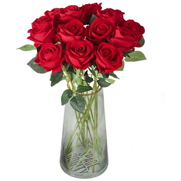 10 stk. ægte touch rose blomster flanel blomsterbuket enkelt hoved rose kunstige blomster buket til bryllup hjem indretning