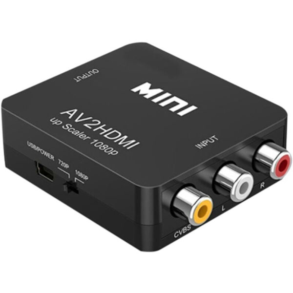 RCA-AV-muunnin 1080P: Mini RCA CVBS -videokuva- ja ääni-muunninsovitin PAL/NTSC TV:lle/tietokoneelle/PS3:lle/STB:lle