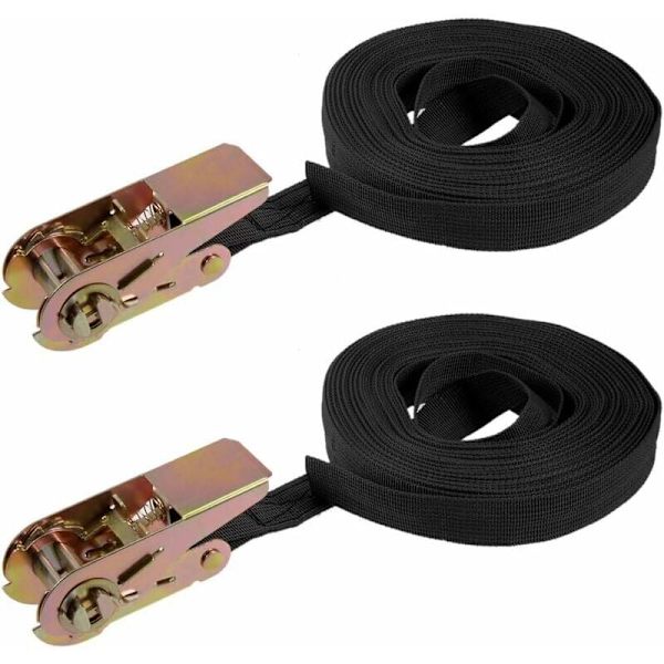 10mx25mm Spændebånd Ratchet Cargo Straps 250kg Arbejdsbelastning 2 stk