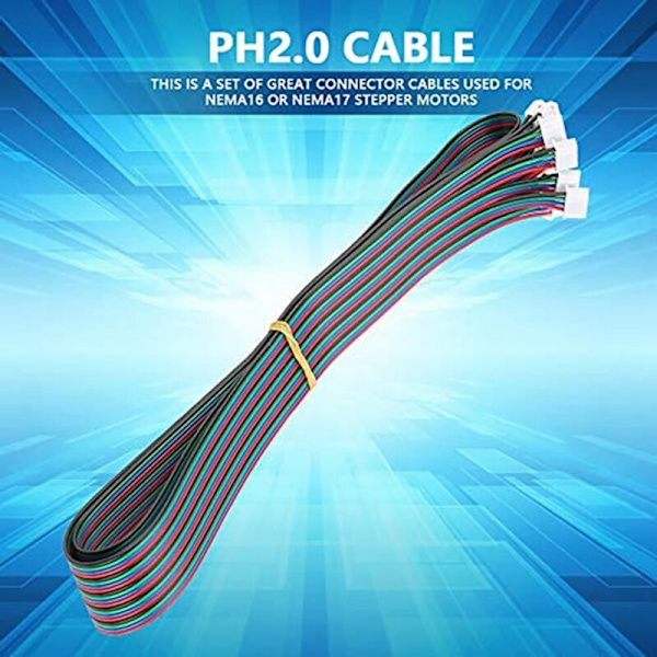 5 st 3D-skrivar kabel för Nema16/Nema17 stegmotoranslutning - PH2.0-XH2.54