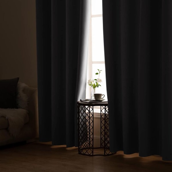 Mustan sävyiset verhot silmukoilla, lämpöeristetyt, tiheät, valoa estävät, koristeelliset lastenhuoneeseen, olohuoneeseen, vessaan, toimistoon