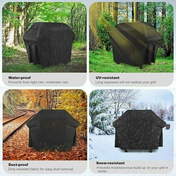 Vattentätt grillöverdrag i två lager, 600D, justerbar dubbelspänne, passar Weber-grill, mått 152 cm/60 tum