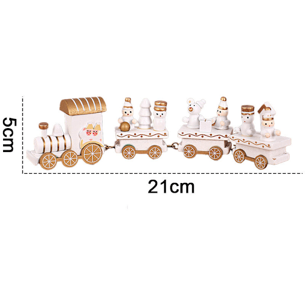 Malt Christmas-pynt i tre med jernbane, julebordpynt til festlig dekorasjon