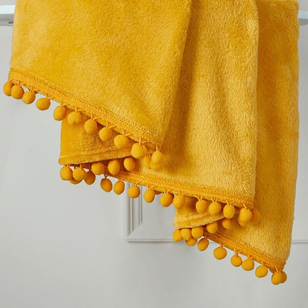 Släng filt med bollar Varm färg Sängöverkast på säng Soffa Dekorativ fluffig filt A