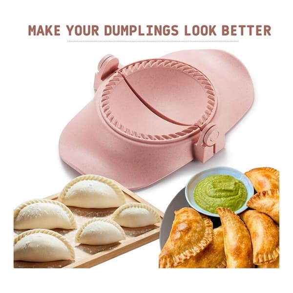 Dumpling Maker, Empanadas Press Mold Maker Set med dejskærer, Dumpling Mold Set og Cutter til Pierogi, (Pink)