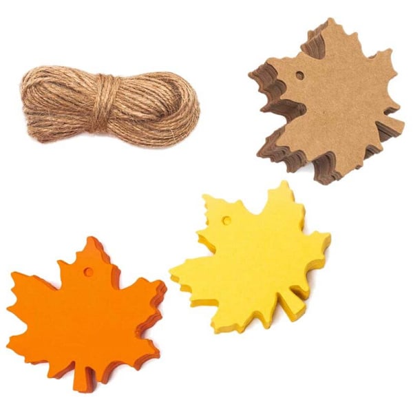 150 st Lövformade Presenttaggar Hösttema Favoritpapperslappar för Höst, Thanksgiving, Bröllop, Hantverkspresenter