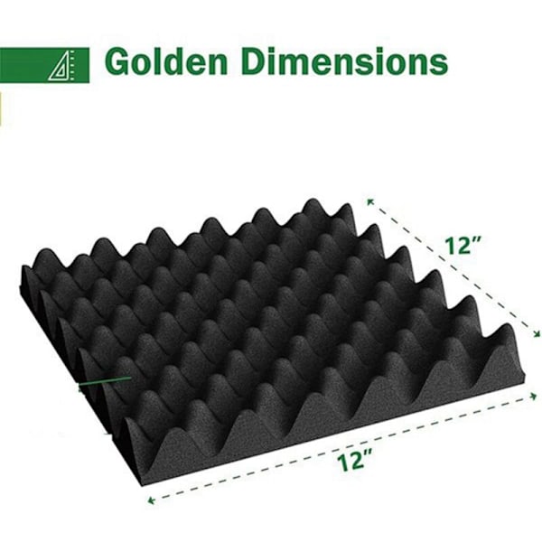 12 Pakk Selvklebende Akustiske Skumpaneler Veggpanel Lyddemping Brannsikkert, Støyreduksjon for Studio, etc.