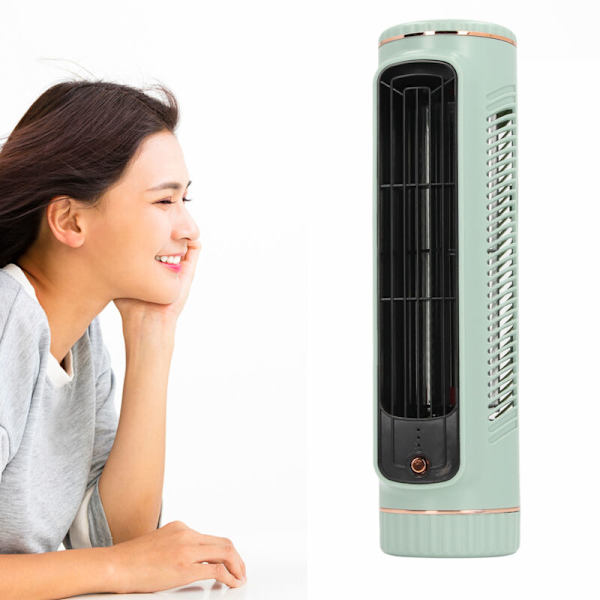 Bladeløs Bordkøleventilator, 3 Hastigheder, Stille, Genopladelig, til Soveværelse, Kontor, Udendørs, Grøn