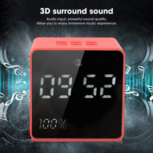 Digital väckarklocka högtalare, radio Bluetooth-högtalare 3D surroundljud kraftfullt ljud, elektronisk klocka trådlös högtalare